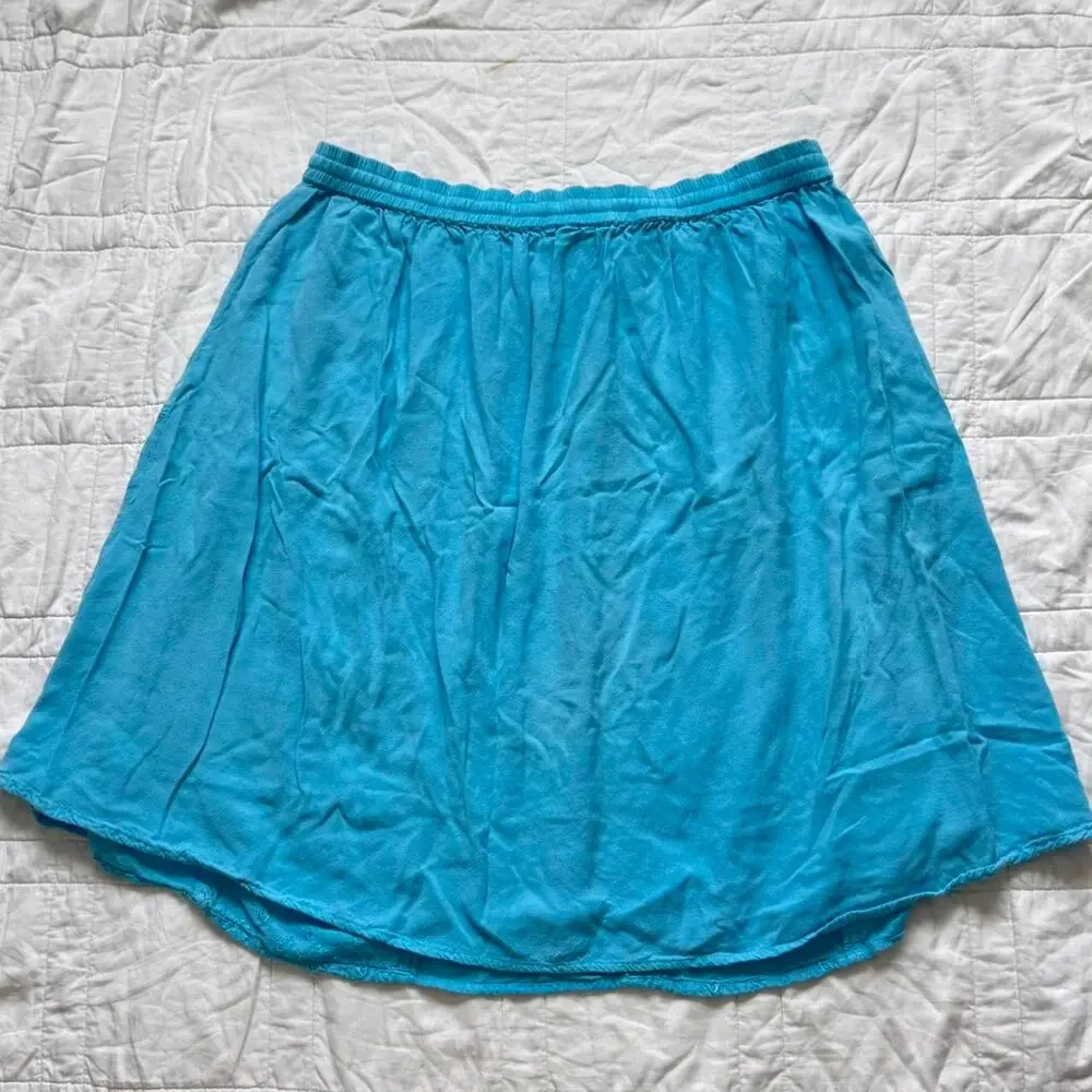 Vintage‎ y2k embroidered fairy midi peasant skirt one size cyan boho festival